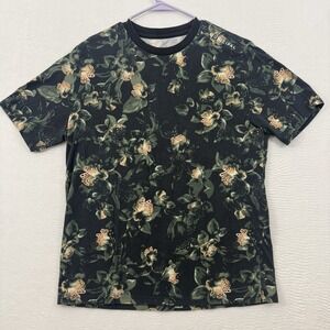 Municipal T Shirt Men's Xl Black Floral Performance Stretch Crew Neck Tee